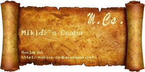 Miklós Csaba névjegykártya